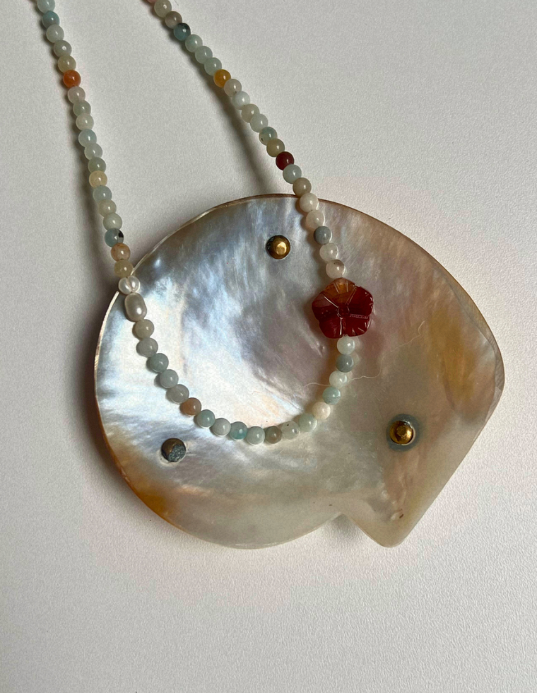Counterpoint  3 – Flower Amazonite & Carnelian Flower Necklace