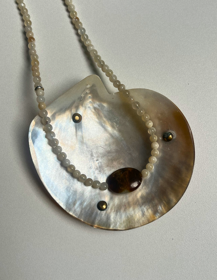 Sundial 14 - Moonstone & Jade Necklace