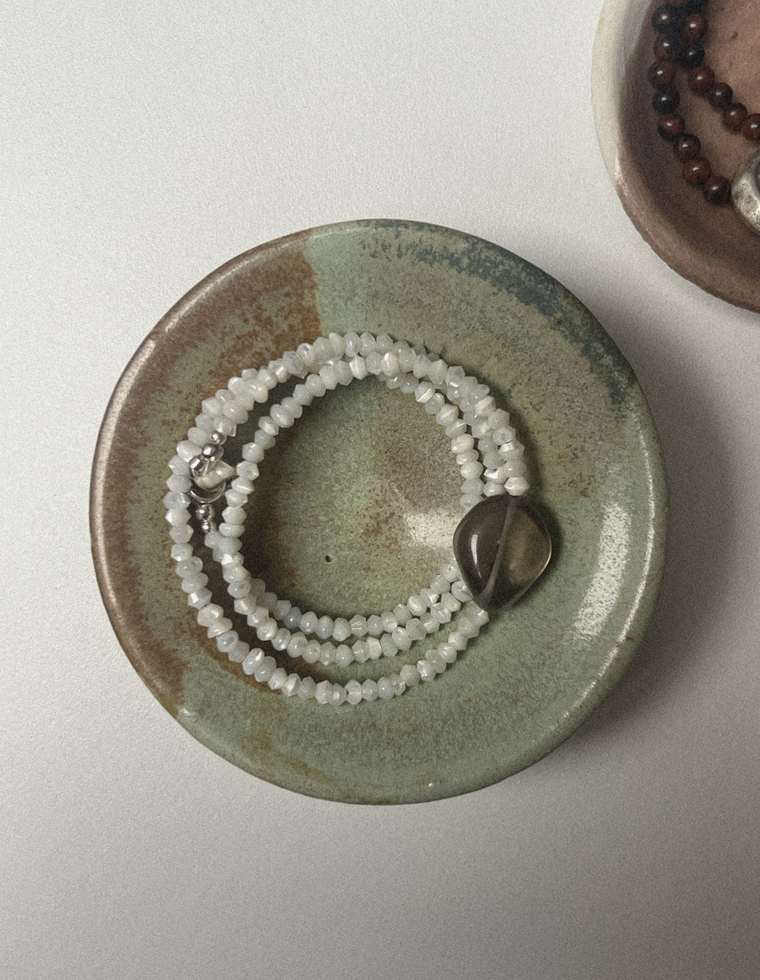 Amriel - Mother of Pearl & Smoky Quartz Necklace