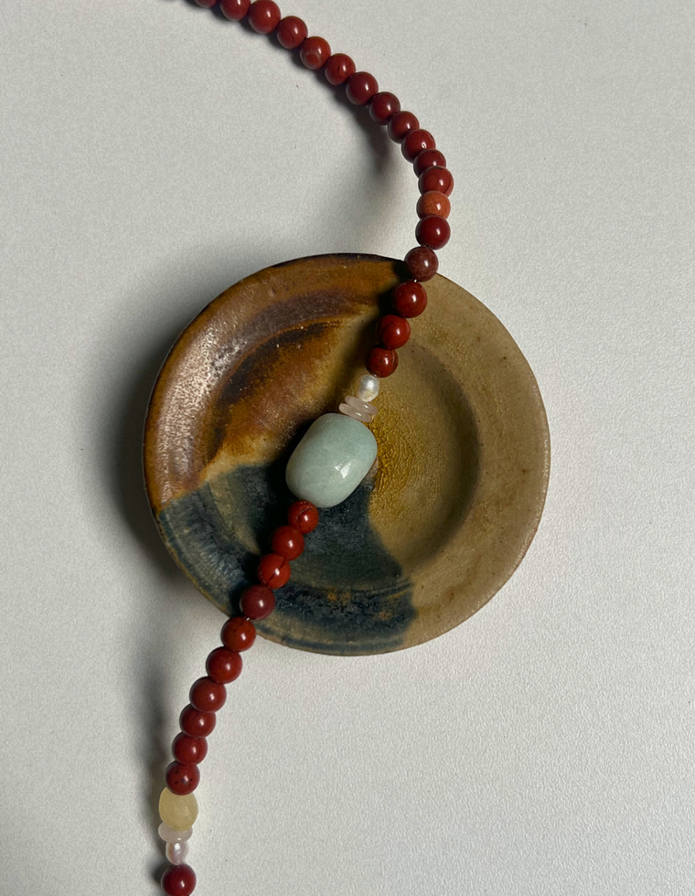 Tempera 12 - Red Jasper & Flower Amazonite Necklace