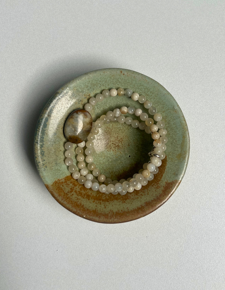 Sundial 14 - Moonstone & Jade Necklace