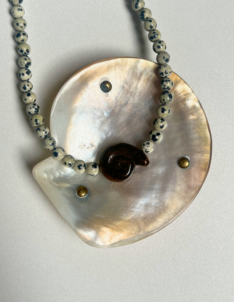 Fleur 27 - Dalmatian Jasper Whorl Necklace