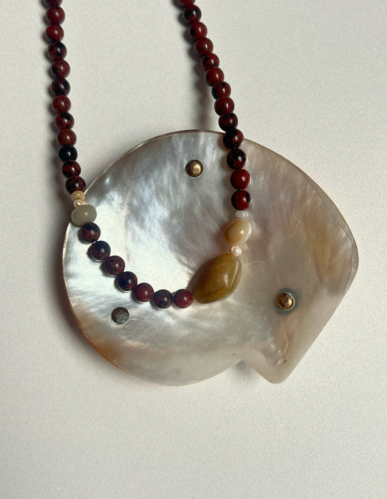 Counterpoint  11 – Mahogany Obsidian & Jade Necklace