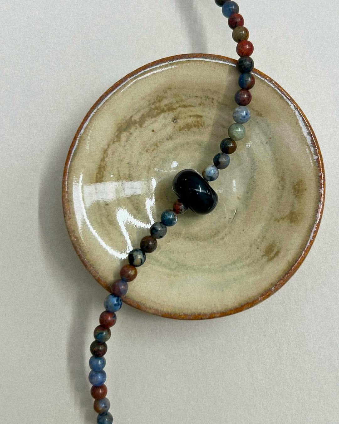 Celadon 2: dumortierite and onyx movement necklace, hand-strung by Palm of Feronia, photo 2