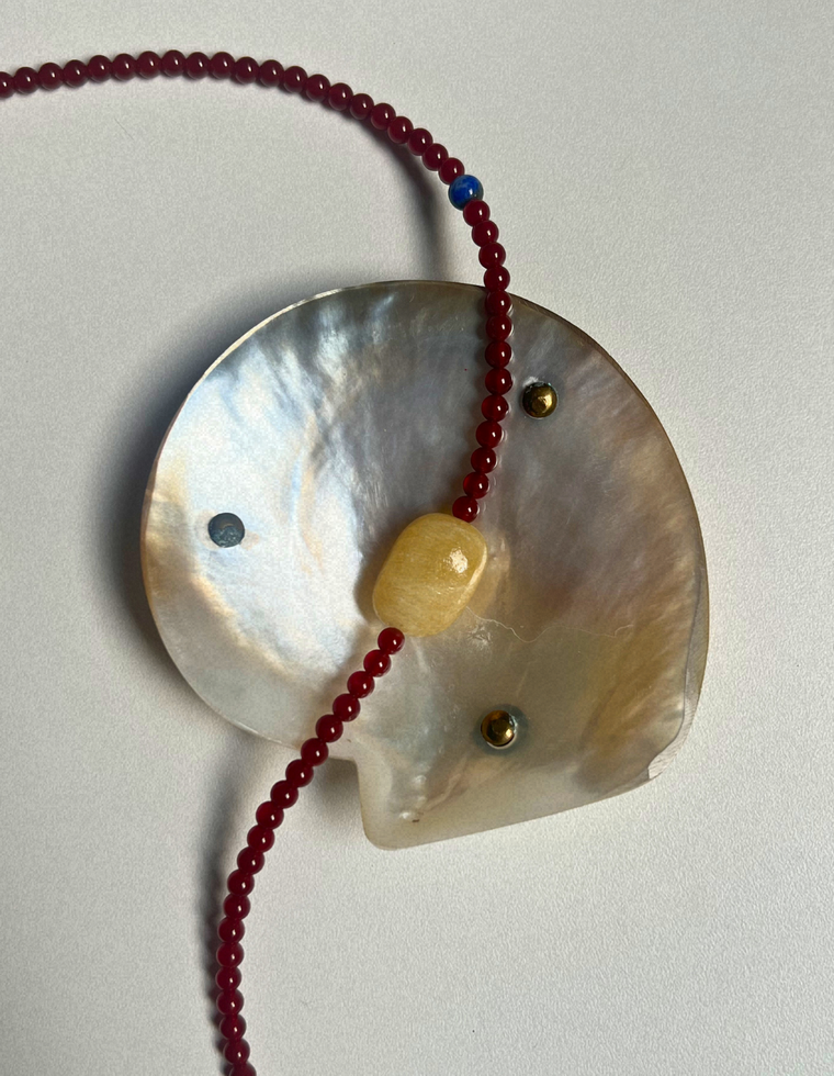 Saffron 1 -  Carnelian & Yellow Calcite Necklace