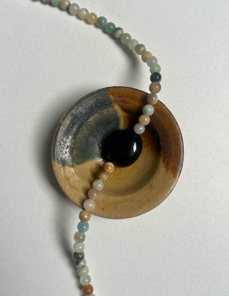 Levante 21 – Flower Amazonite & Onyx Necklace