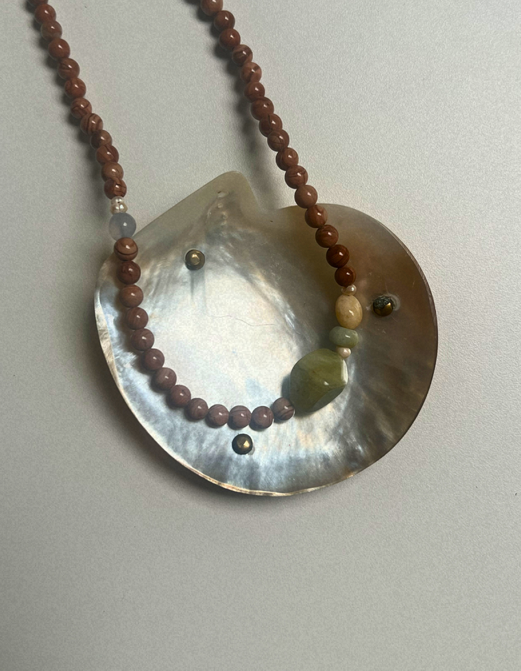 Trove 18 - Wood Lace Jasper & Jade Necklace