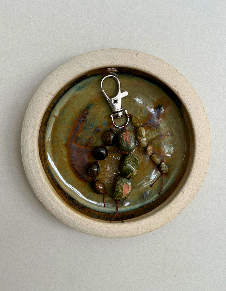 Stoned Charm - Bronzite & Green Garnet