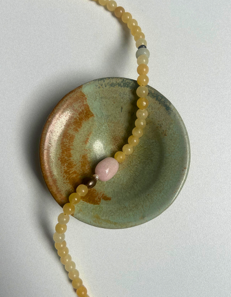 Levante 22 – Yellow Jade & Pink Beryl Necklace