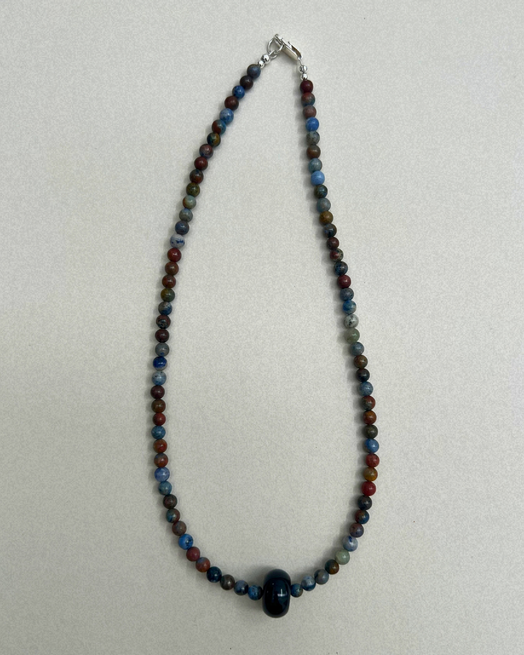 Celadon 2: dumortierite and onyx movement necklace, hand-strung by Palm of Feronia, photo 4