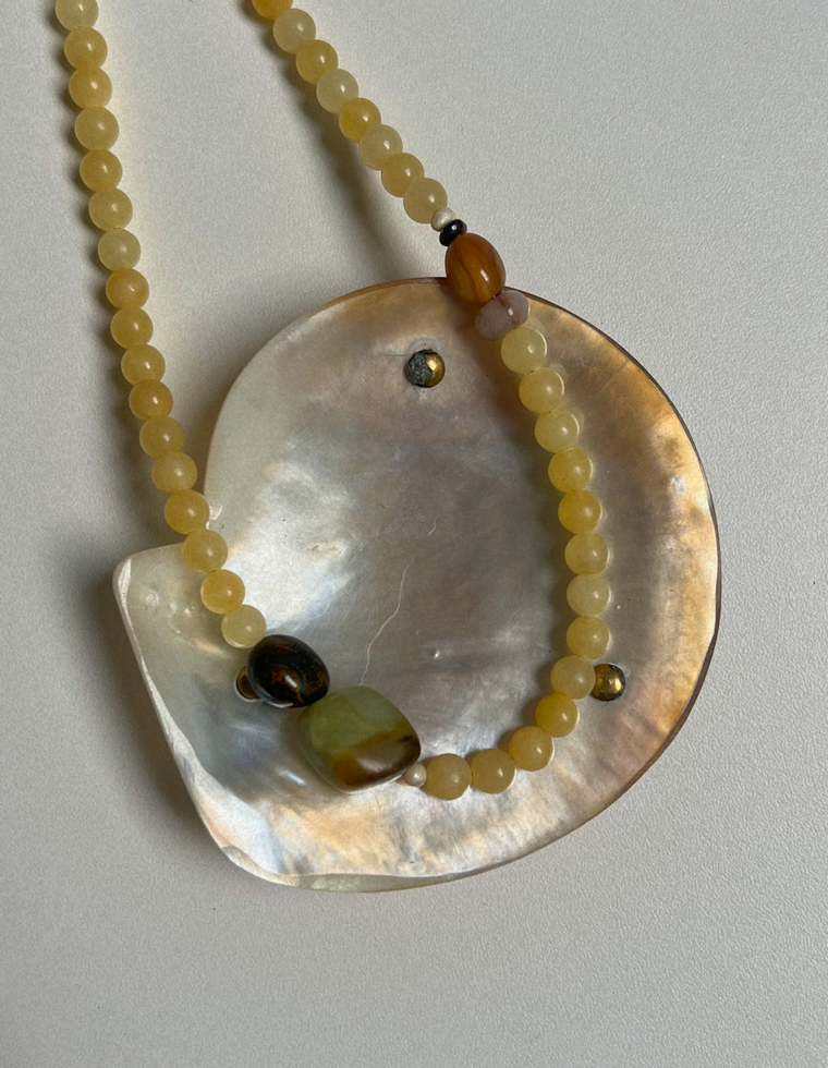 Tempera 15 - Yellow Jade & Tiger Eye Necklace