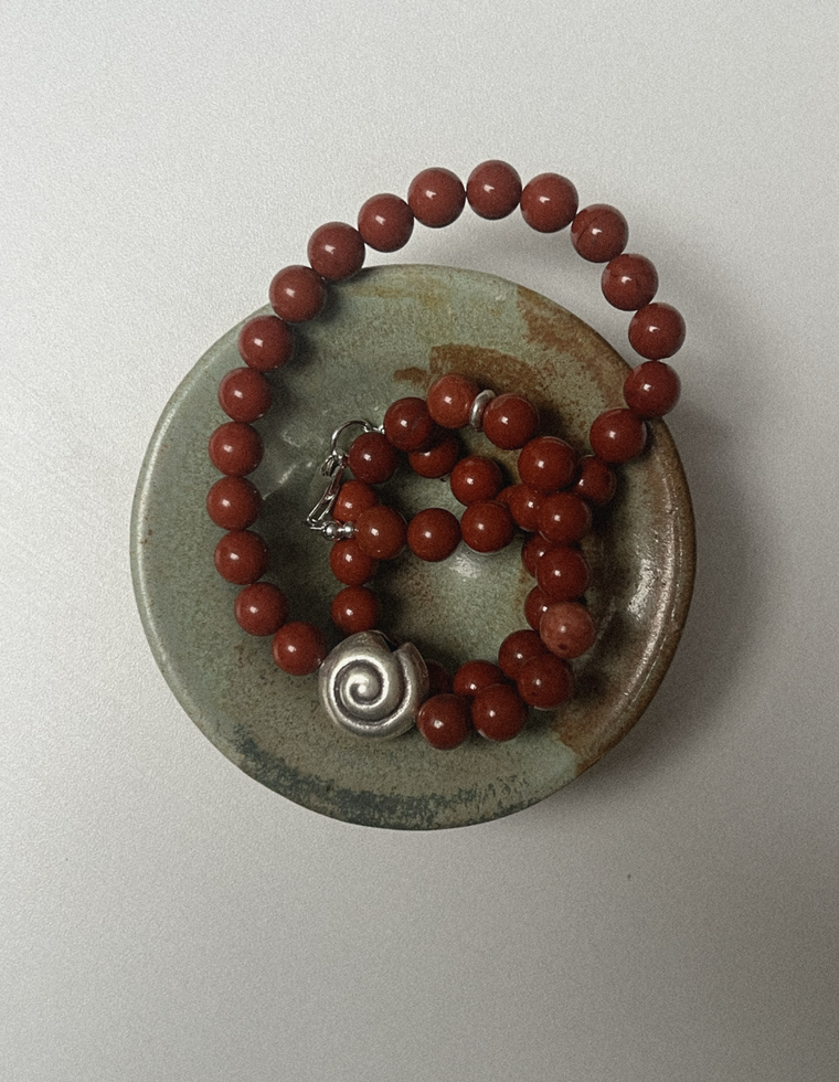 Unfurl 27 - Red Jasper Spiral Necklace