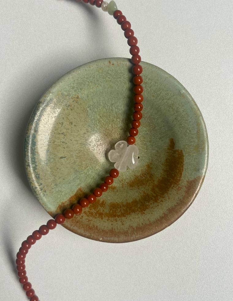 Fleur 6 - Red Jasper & Rose Quartz Necklace
