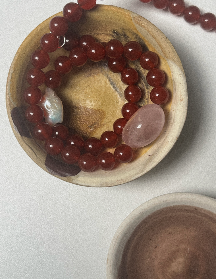 Marisca II - Carnelian & Rose Quartz Necklace
