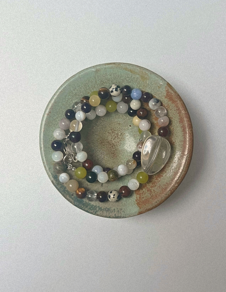 Gathered 12 - Found Mix  & Clear Quartz Long Length Necklace