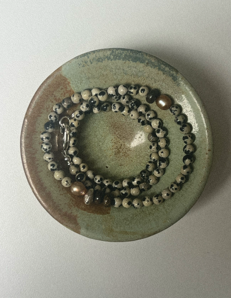 Marithis - Dalmatian Jasper & Pearl Necklace