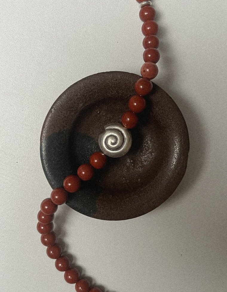 Unfurl 27 - Red Jasper Spiral Necklace