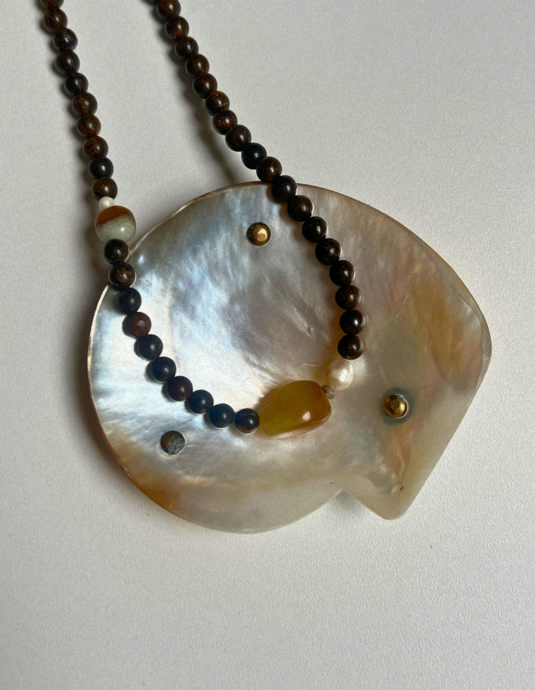 Counterpoint  18 – Bronzite & Yellow Jade Necklace