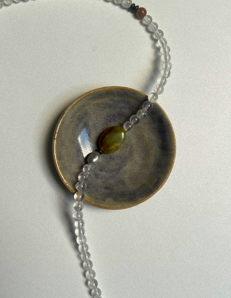 Commonplace 39 – Clear Quartz & Jade Necklace