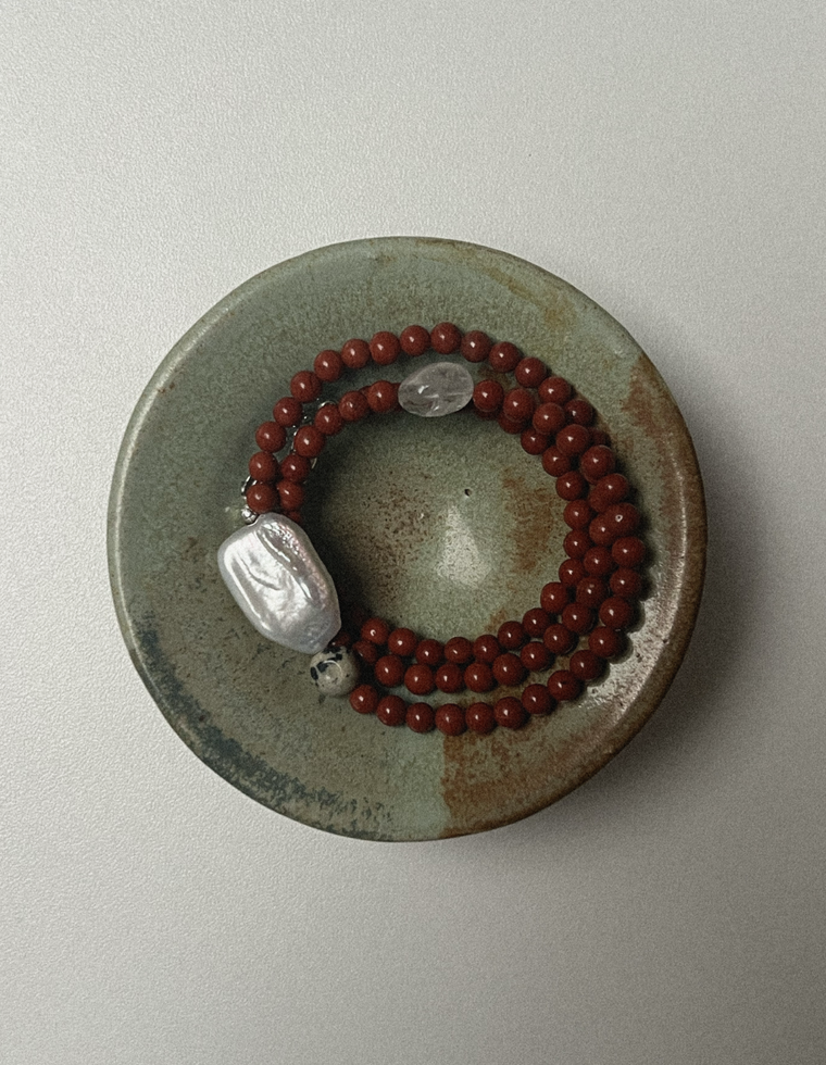 Thaleira - Red Jasper & Pearl Necklace