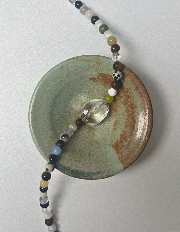 Gathered 12 - Found Mix  & Clear Quartz Long Length Necklace