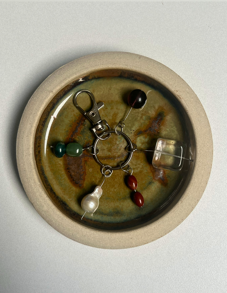 Orbit Charm – Fluorite & Clear Quartz