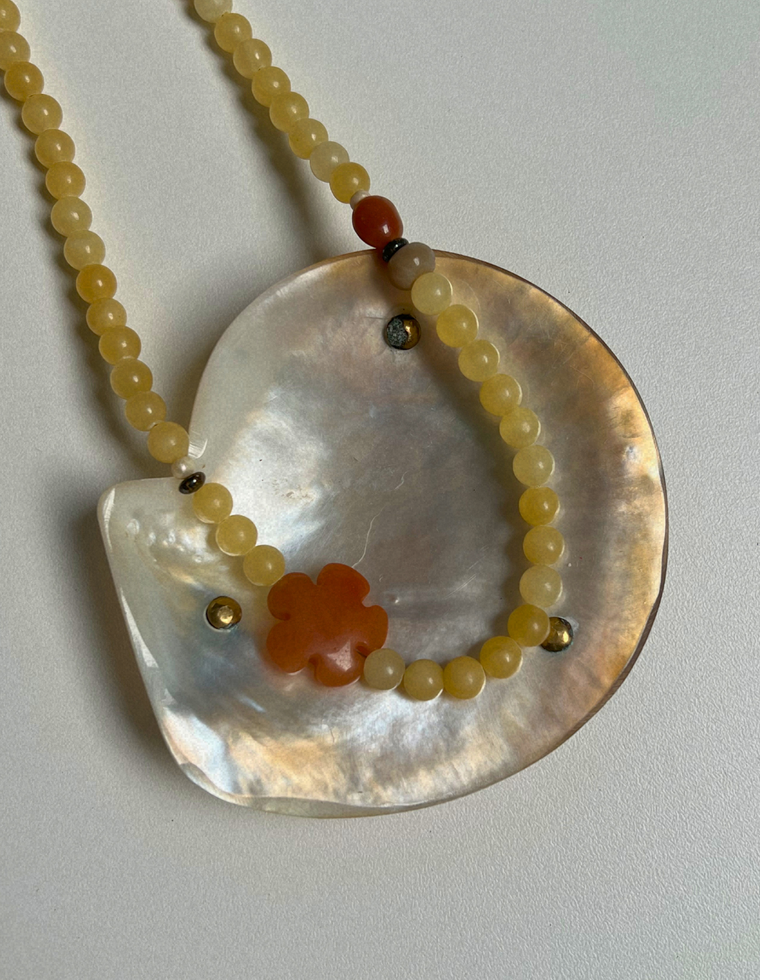 Tempera 16 - Yellow Jade & Orange Aventurine Necklace