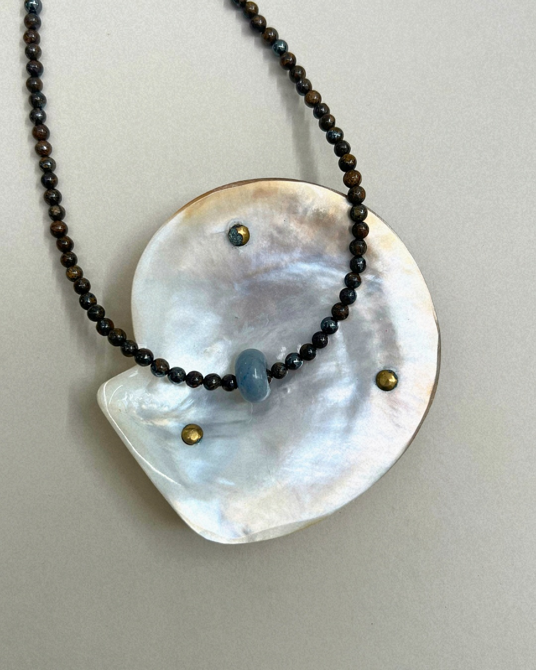 Harvest 3: bronzite and blue aventurine movement necklace, hand-strung by Palm of Feronia