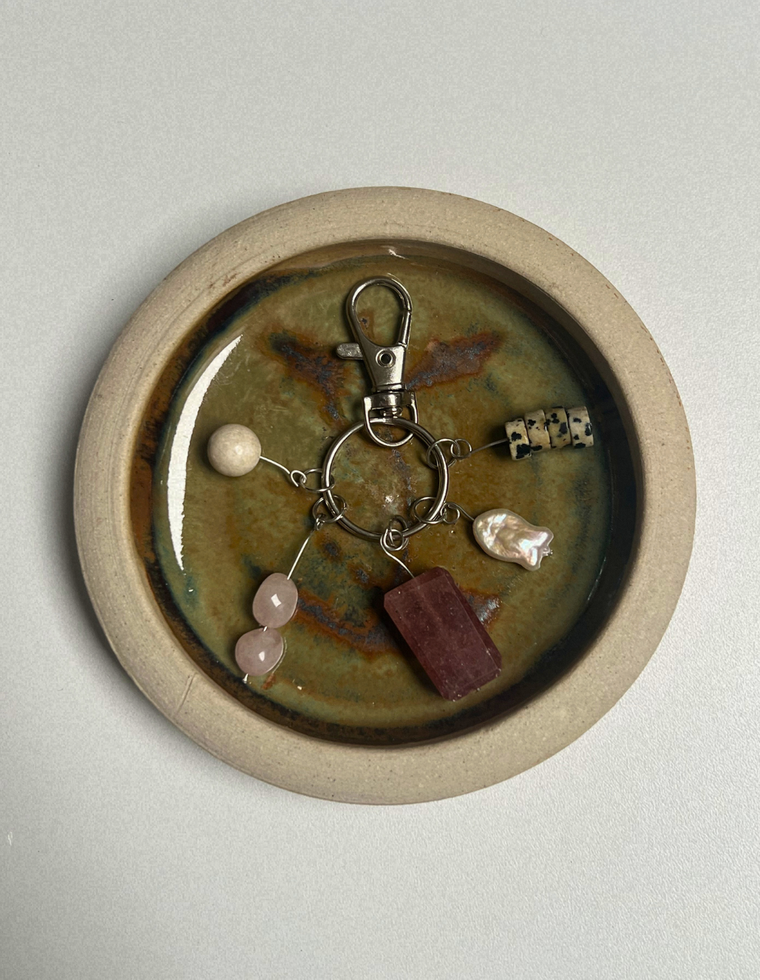 Orbit Charm – Dalmatian Jasper & Freshwater Pearl