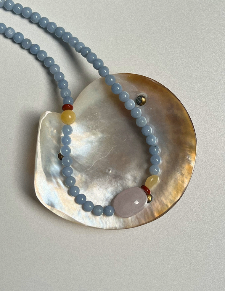 Orchard 6 - Angelite & Rose Quartz Necklace