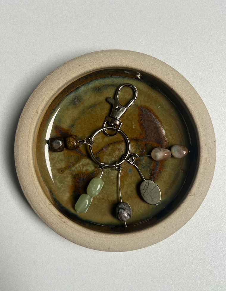 Orbit Charm – Moonstone & Pyrite