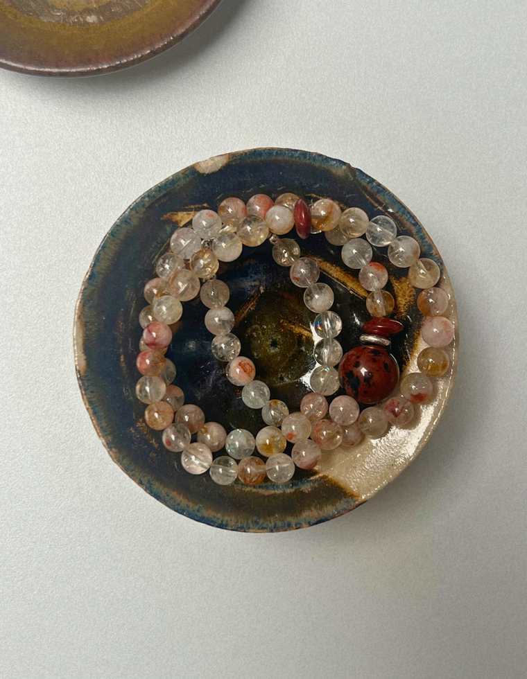 Earth Hold 6 - Quartz & Mahogany Obsidian Necklace