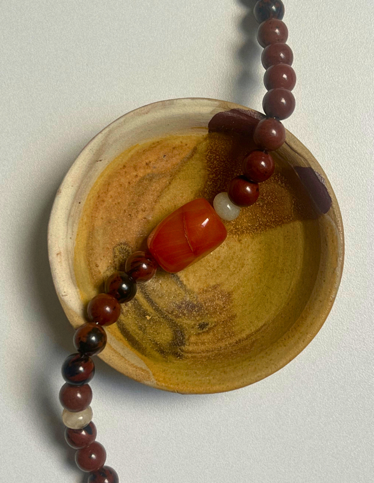 Commonplace 2 – Mahogany Obsidian & Carnelian Necklace