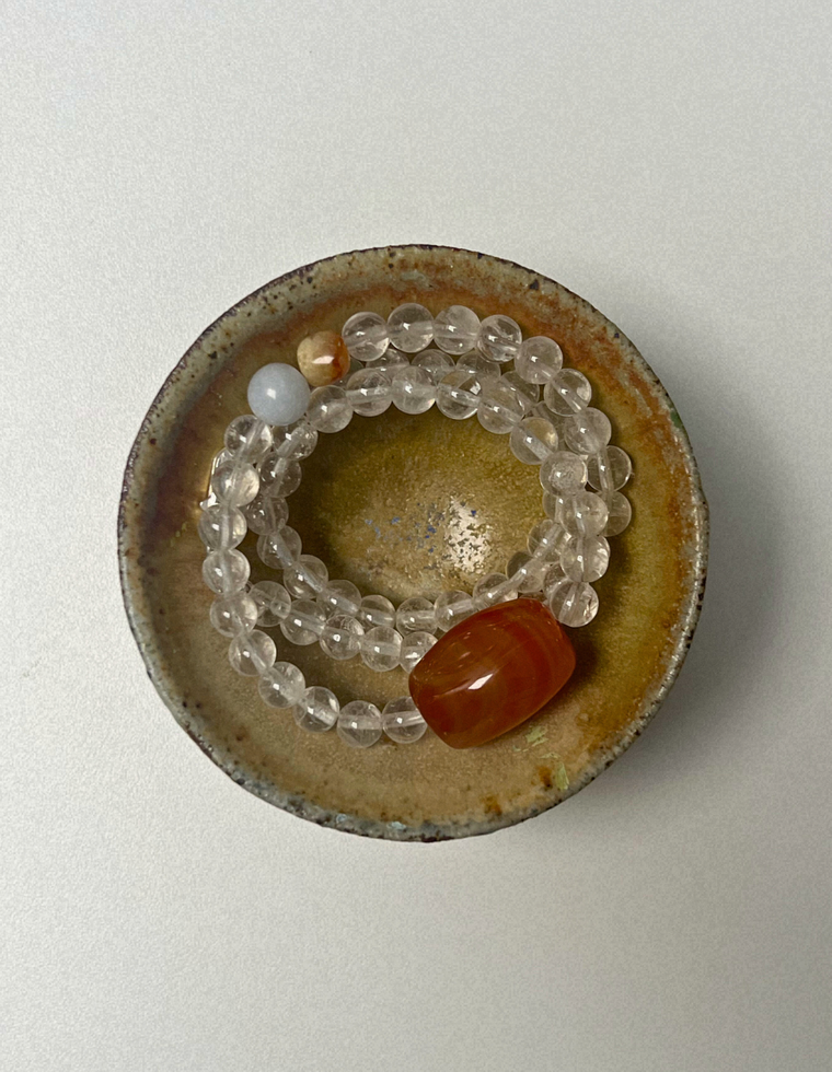 Centred 9 - Clear Quartz & Carnelian Necklace