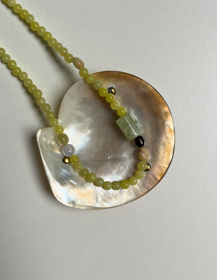 Grove 8 - Olive Jade & Prehnite Necklace
