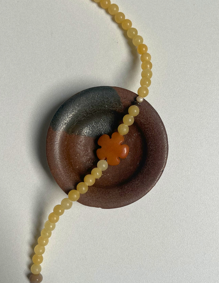 Tempera 16 - Yellow Jade & Orange Aventurine Necklace