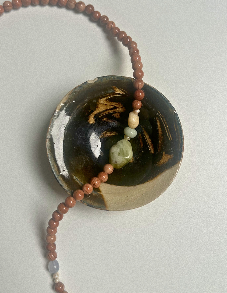 Trove 18 - Wood Lace Jasper & Jade Necklace