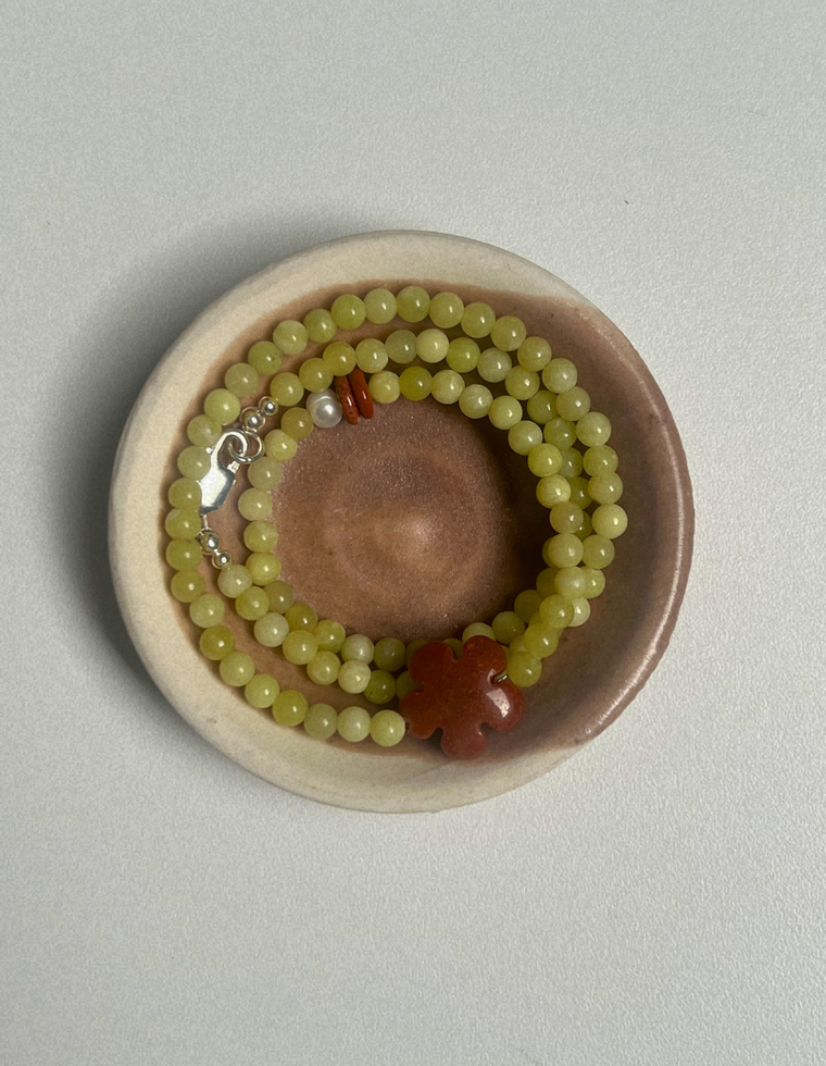 Fleur 4 - Olive Jade & Red Aventurine Necklace
