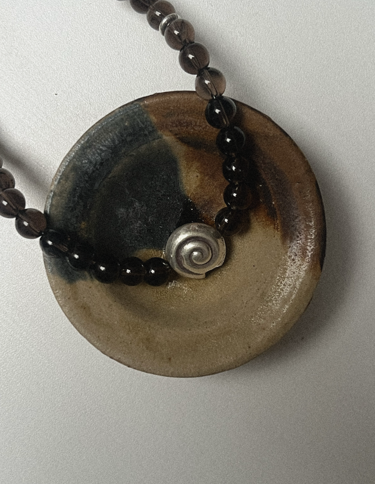 Unfurl 28 - Smoky Quartz Spiral Necklace