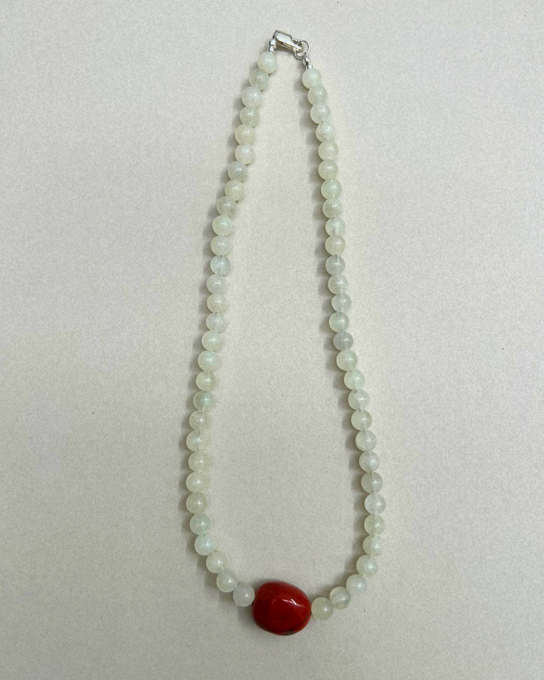 Celadon 10: bowenite and red jasper necklace, hand-strung by Palm of Feronia, photo 4