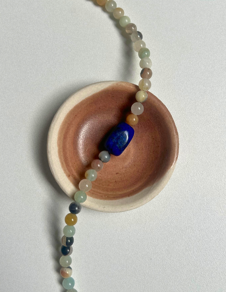 Levante 24 – Flower Amazonite & Lapis Lazuli Necklace