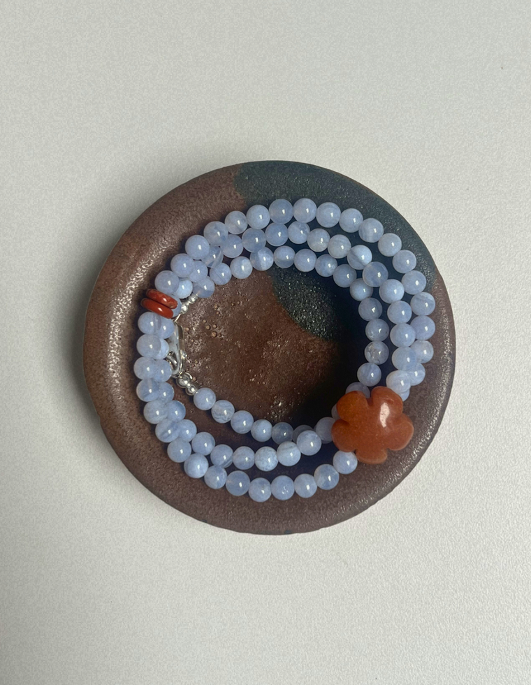 Fleur 7 - Blue Lace Agate & Red Aventurine Necklace