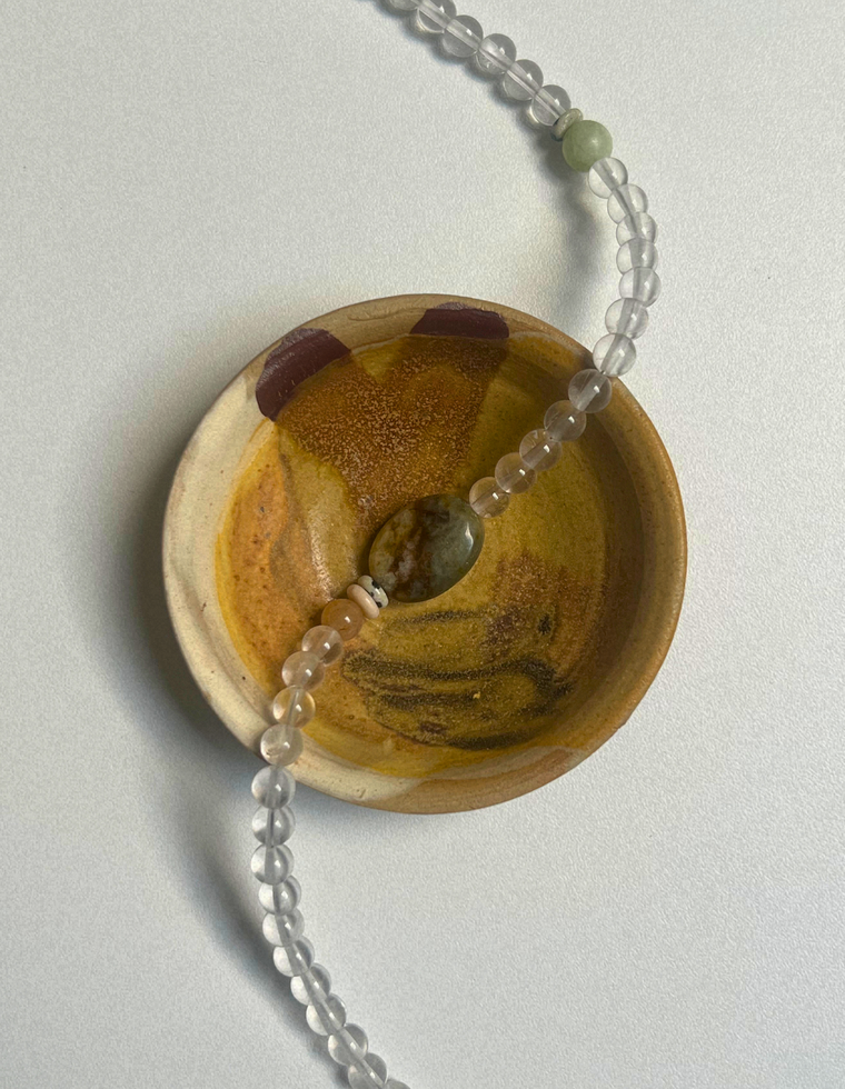 Commonplace 38 – Clear Quartz & Jade Necklace