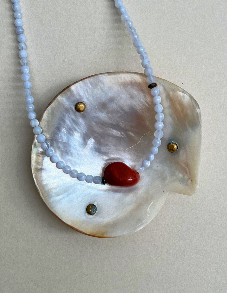 Counterpoint  1 – Blue Lace Agate & Red Jasper Necklace