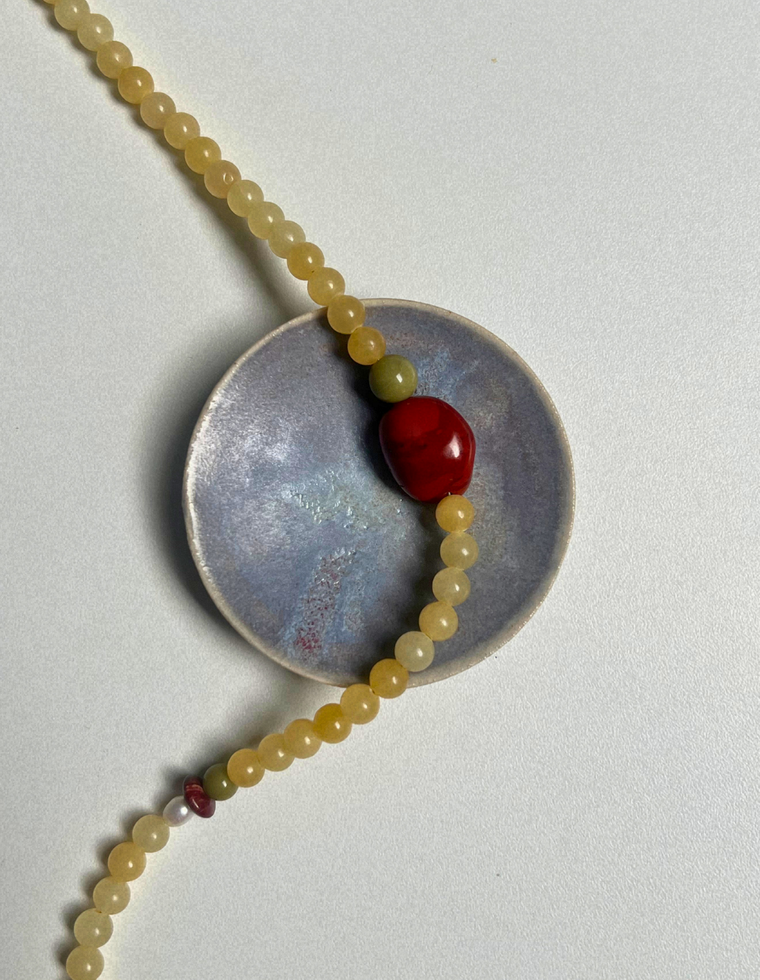 Levante 25 – Yellow Jade & Red Jasper Necklace
