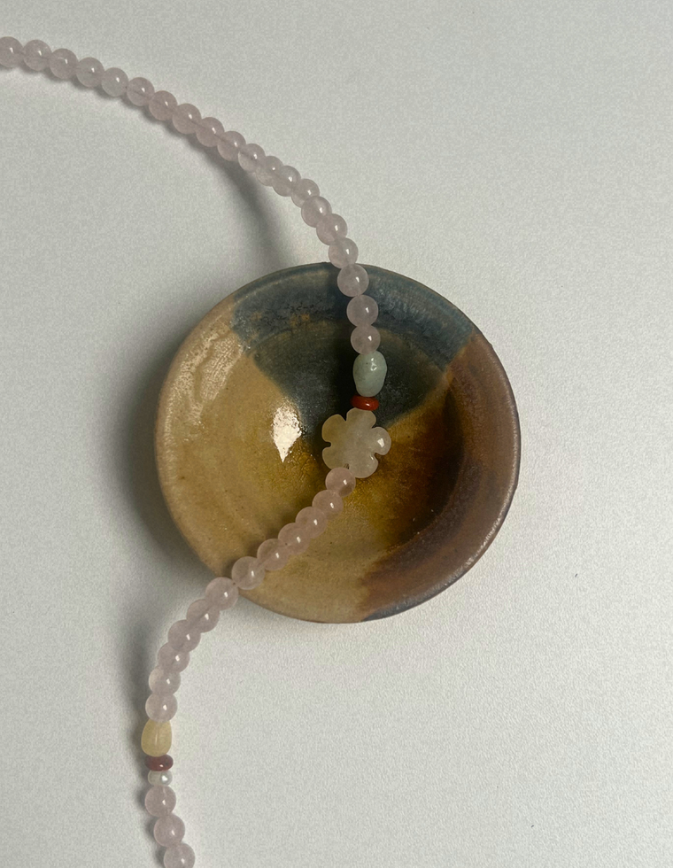 Trove 11 - Rose Quartz & Yellow Agate Necklace