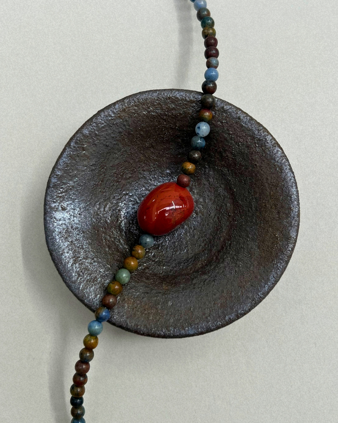 Celadon 6: dumortierite and red jasper necklace, hand-strung by Palm of Feronia, photo 2