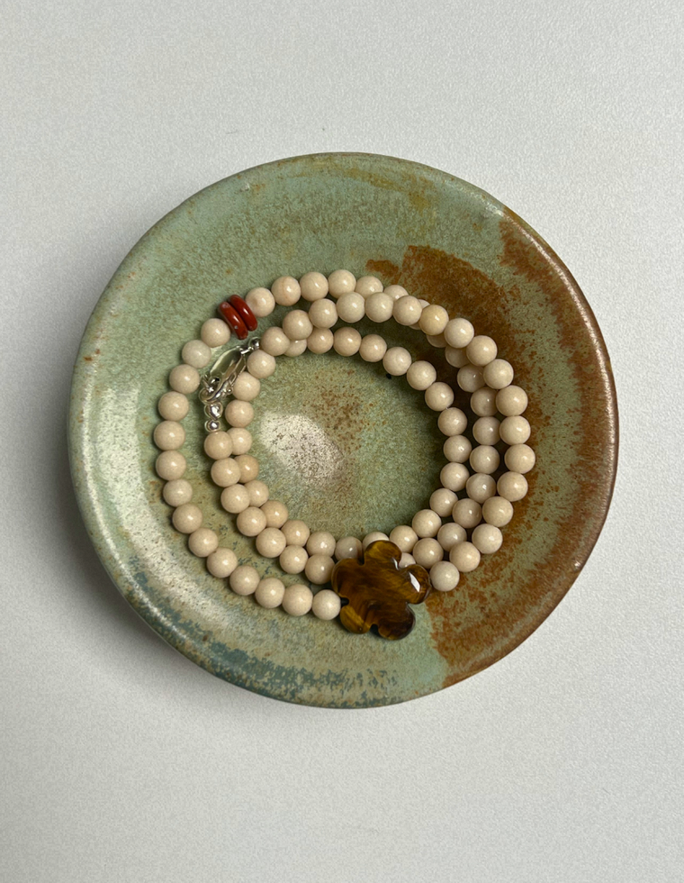 Fleur 3 - Fossilised Coral & Tiger Eye Necklace