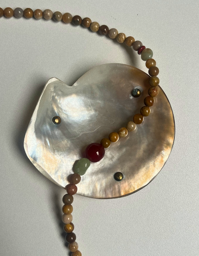 Fragment 17 - Fossil Coral & Carnelian Necklace