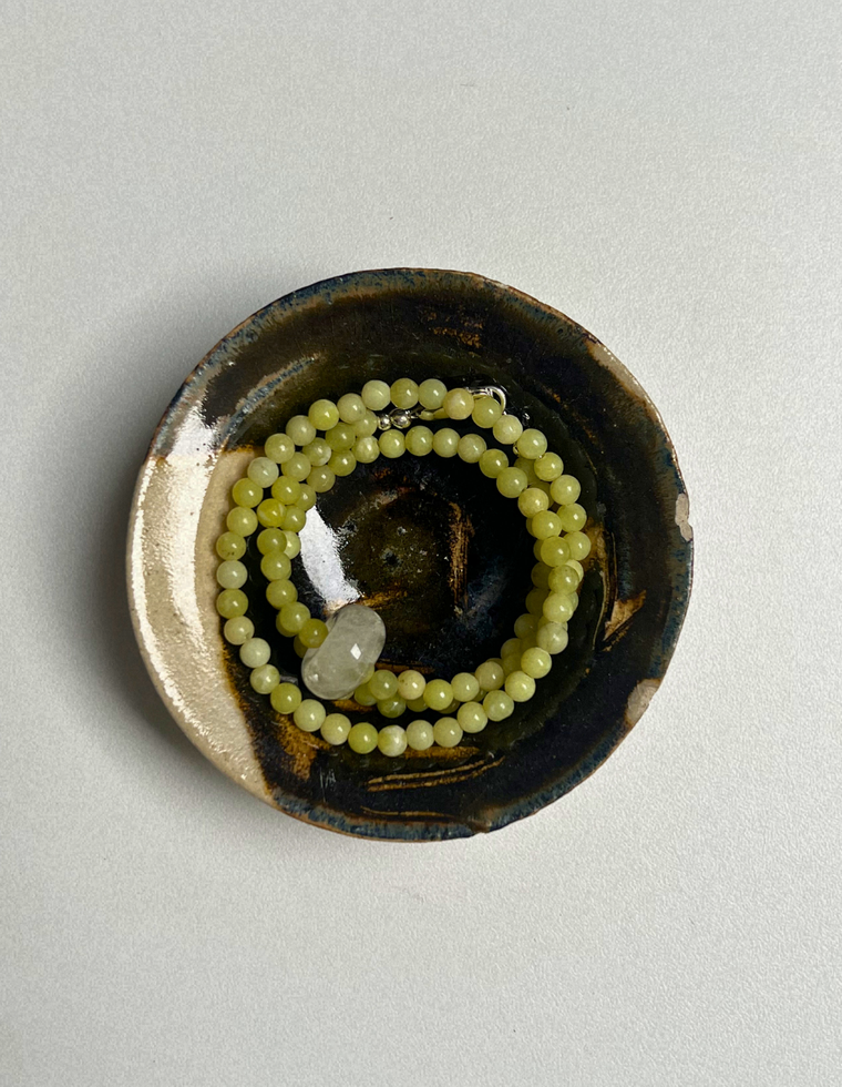 Fleur 11 - Olive Jade Movement Necklace